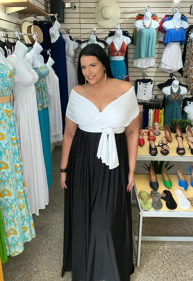 Long Dress Infinity Dress - Blanco Negro